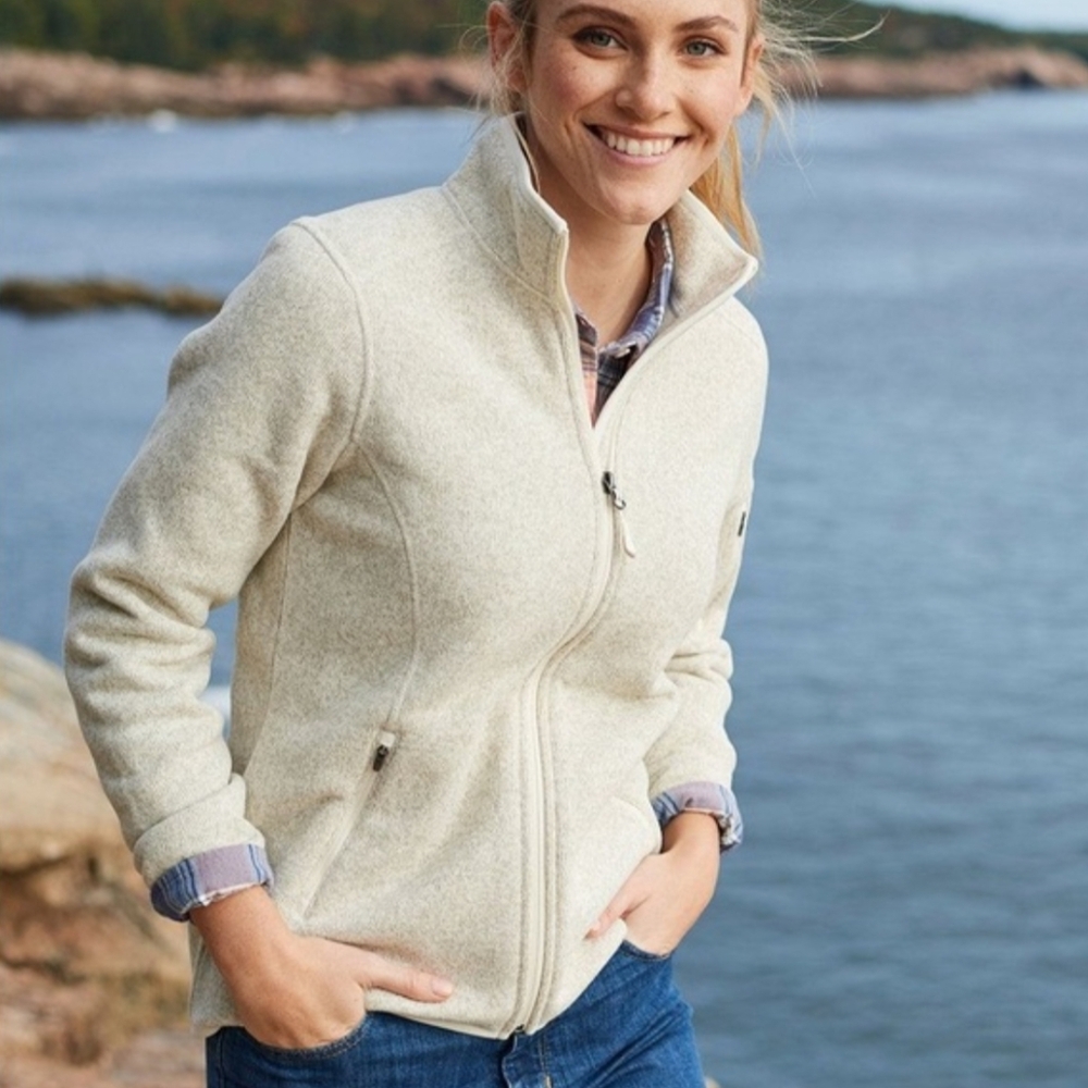 Cream L.L. Bean Fleece Zip Up, Medium